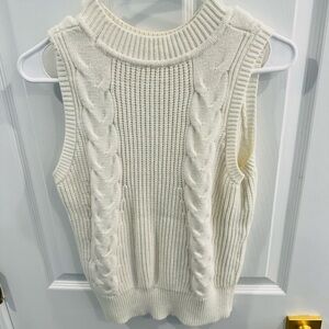 Cyrus Cream Cable Knit Turtleneck Sweater Vest